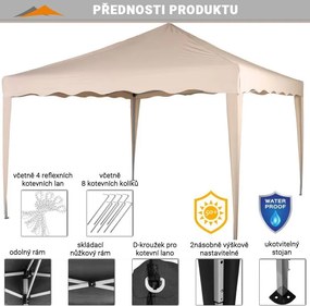 Namiot ogrodowy INSTENT BASIC - 3 x 3 m, beżowy