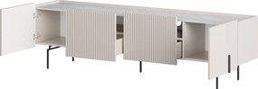 Szafka RTV Malmi 200 cm - kaszmir / crema bianca / czarne nóżki