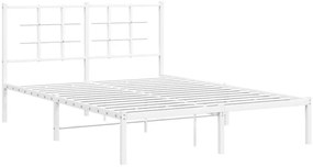 Białe duże łóżko z metalu 160x200 cm - Laxo