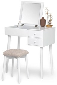 Biała toaletka z lustrem, schowkiem na biżuterię i 2 szufladami Bonami Essentials Beauty
