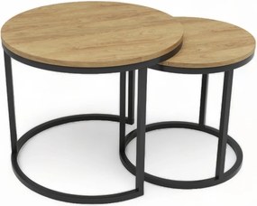 Stoliki kawowe Okrągły Czarny 2w1 HIKORA EGGER Ø65 + 45 cm