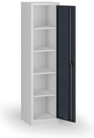 Wąska szafa warsztatowa, 4 półki, 1950 × 505 × 500 mm, grafitowe drzwi