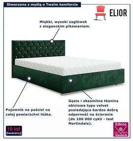 Zielone łóżko pikowane w stylu glamour 6 rozmiarów W5-H38