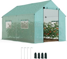 Outsunny Szklarnia Foliowa 2x3x2m Odporna na Wiatr z Oknem Drzwiami na Rolce Ochrona UV Zielona | Aosom PL