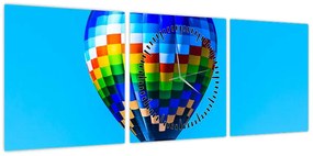 Obraz - Balon na gorące powietrze (z zegarem) (90x30 cm)