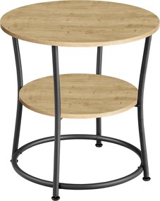 Okrągły stolik kawowy z półką dąb artisan - Ineo 3X