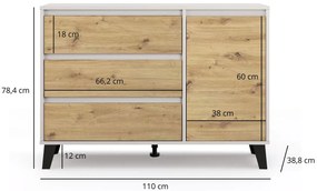 Komoda na ubrania kaszmir + dąb artisan R5-B95