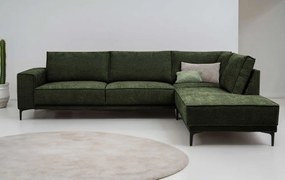 Zielony narożnik z tkaniny szenilowej (prawostronny/w kształcie litery L) Copenhagen – Scandic