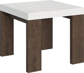 Stół rozkładany 90x90/246 cm Roxell Mix Biały jesionowy blat - Nogi z orzecha włoskiego