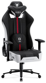 Materiałowy fotel gamingowy Diablo X-Player 2.0 King Size, biało-czarny