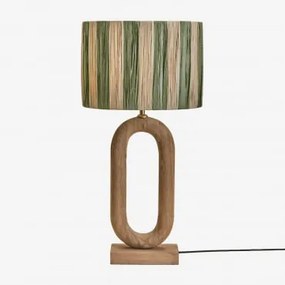 Lampa Stołowa Z Drewna Mango Tiberia Drewno Mango & Armia Marsali Green - Sklum