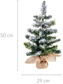 Sztuczna choinka oprószona śniegiem, w jutowym worku, 50 cm
