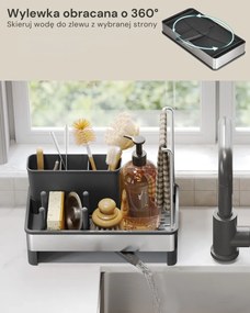 Organizer na zlew SINK z ociekaczem, srebrny/czarny SongmicsHome
