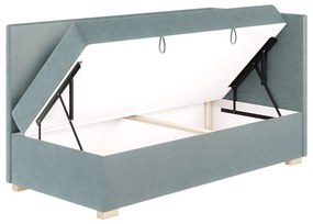 Niebieskie narożne łóżko dziecięce ze schowkiem i materacem 90x200 cm Flexi – Ghado