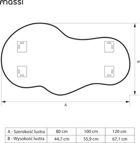 Lustro dekoracyjne o nieregularnym kształcie z podświetleniem FLOW Lagoon LED | Różne rozmiary | Różne kolory : Kolor tafli szkła - Srebrny, Rozmiar - 80 x 45