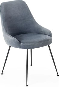 Nowoczesne krzesło tapicerowane "Alyssa" welurowe, kolor aqua grey, 49,5x48,5 cm, 80h