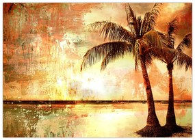 Obraz na szkle - Palmy na plaży (70x50 cm)