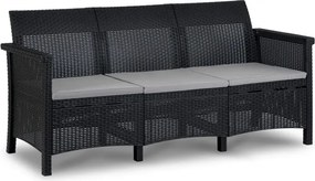 Zestaw Mebli Ogrodowych SAVIO Czarny Sofa 2x Fotel Stolik Tarasowy Technorattan Nowoczesny