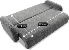 Sofa VIDI Rozkładana Dwuosobowa Ciemnoszara Boucle Nowoczesna