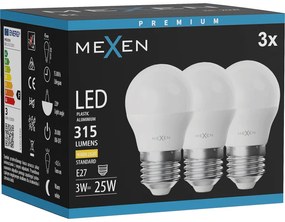 Mexen Nova 3x żarówka LED E27, G45, 3W, Ciepła - 3000K, 315 lm - L101-E27-0330-01x03