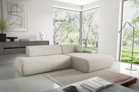 Masseno Narożnik DELTA z funkcją spania i pojemnikiem na pościel Narozniki L, Rozkładana sofa - Beżowy, PUENTE 06