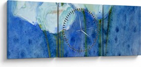 Obraz - Białe tulipany (z zegarem) (90x30 cm)