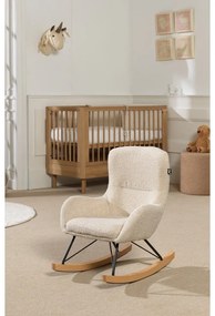 Beżowy dziecięcy fotel bujany z materiału bouclé Rocky – Vipack