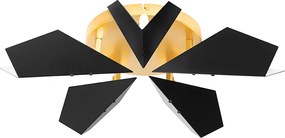 Designerska lampa sufitowa czarna ze złotem 5-świateł - Sinem