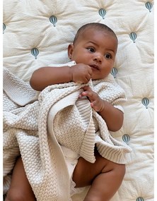 Jasnożółto-niebieski pikowany koc dziecięcy z bawełny organicznej 90x120 cm Balloon – Cam Cam Copenhagen