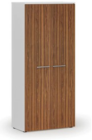 Szafa ubraniowa z wysuwem PRIMO WHITE, 800 x 420 x 1781 mm, biały/orzech