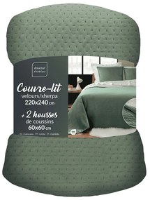 Zielony zestaw narzuty na łóżko i poszewki na poduszkę z materiału sherpa 220x240 cm Mylene – douceur d'intérieur