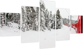 Obraz - Pociąg w zaśnieżonym krajobrazie (125x70 cm)
