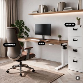 Biurko elektryczne z regulacją wysokości ergonomiczne białe/orzech,1600x800 mm: ARIA