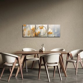 Obraz - Malowanie tulipanów (z zegarem) (90x30 cm)