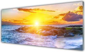 Panel Szklany Ognisty Zachód nad Morzem