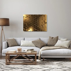 Obraz na szkle - Złote sześciokąty (70x50 cm)
