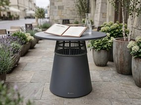 Stół ogrodowy aluminiowy okrągły 90 cm ze stylowym plecionym oplotem szary