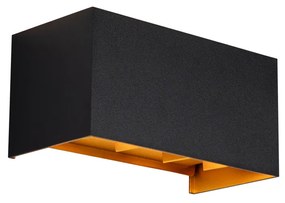 Lampa ścienna zewnętrzna czarna ze złotem w komplecie LED 4-światłowa IP54 - Edwin