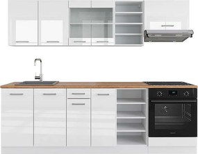 Zabudowa kuchenna biały wysoki połysk/biały 240x60x81.6 r-line