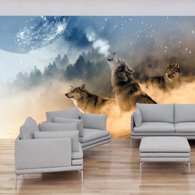 Fototapeta - Wilki w pełni księżyca (196x136 cm)