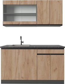 Pojedyncza kuchnia złoty dąb power/antracyt 140x60x81.6 r-line