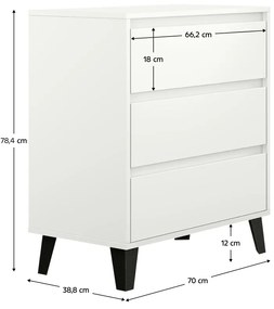 Komoda BOGAN 3S70, biała