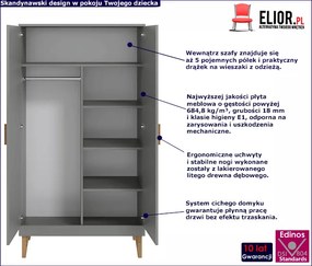 Szafa dla dziecka Maurycy 5X - szara