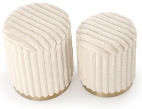 Pufy, zestaw 2 sztuk kremowo/złote FIDO ze schowkiem, plusz