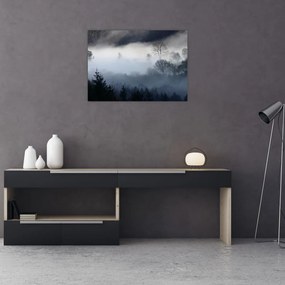 Obraz na szkle mgły nad lasem (70x50 cm)