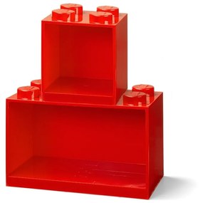 Zestaw 2 dziecięcych czerwonych półek ściennych LEGO® Brick