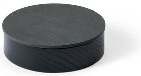 Czarno-antracytowy drewniany/ze skóry ekologicznej pojemnik dekoracyjny z pokrywką ø 11x3,5 cm Circle Nupo – LIND DNA