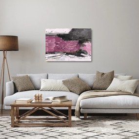 Obraz na szkle - Różowo - czarna abstrakcja (70x50 cm)