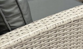 Zestaw mebli stołowych do ogrodu dla 7 osób Betim 078 jasny beż, poduszki szare