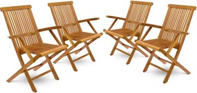 DIVERO Zestaw 4 składanych krzeseł ogrodowych z drewna tekowego